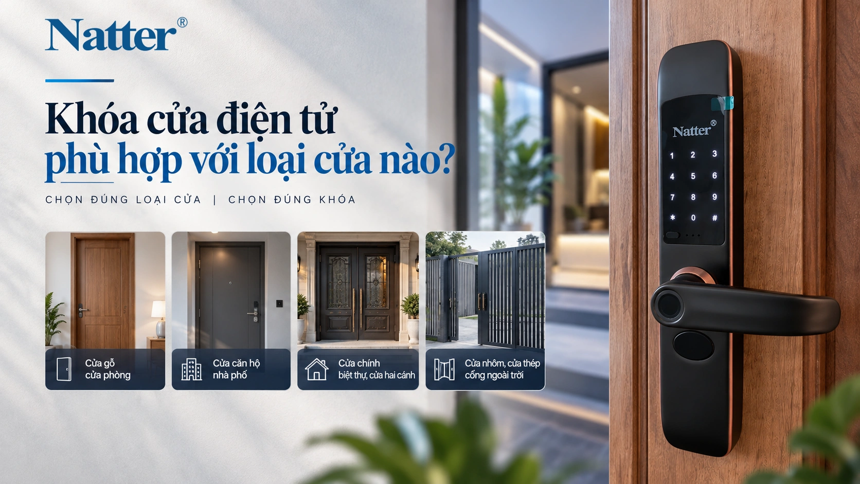 Khóa cửa điện tử phù hợp với loại cửa nào