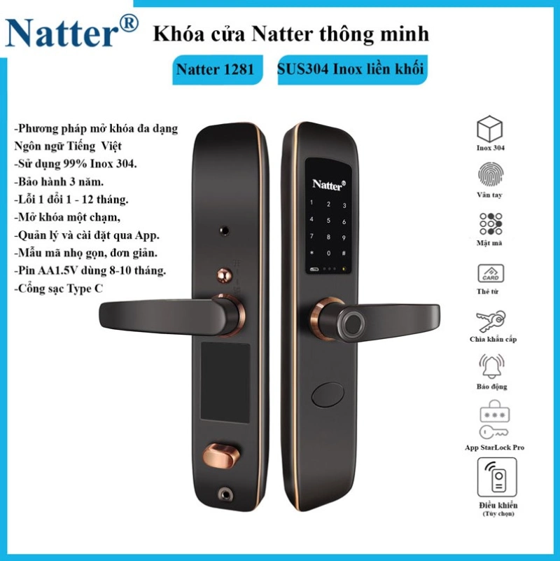 Khóa cửa thông minh Natter 1281