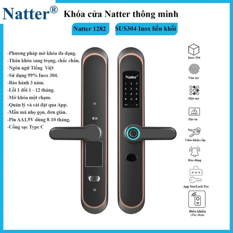Khóa cửa thông minh Natter 1282