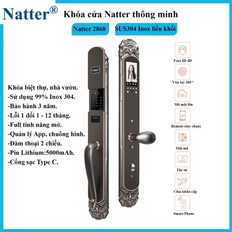 Khóa cửa thông minh Natter 2868