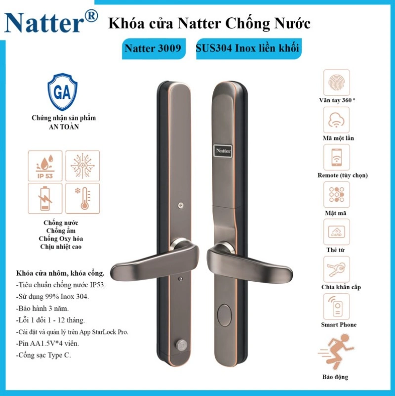 Khóa cửa thông minh Natter 3009