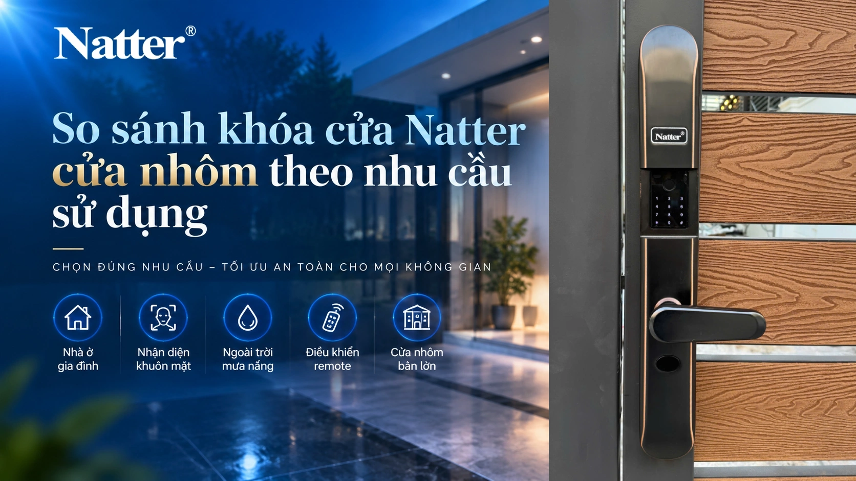 So sánh khóa cửa Natter cửa nhôm theo nhu cầu sử dụng